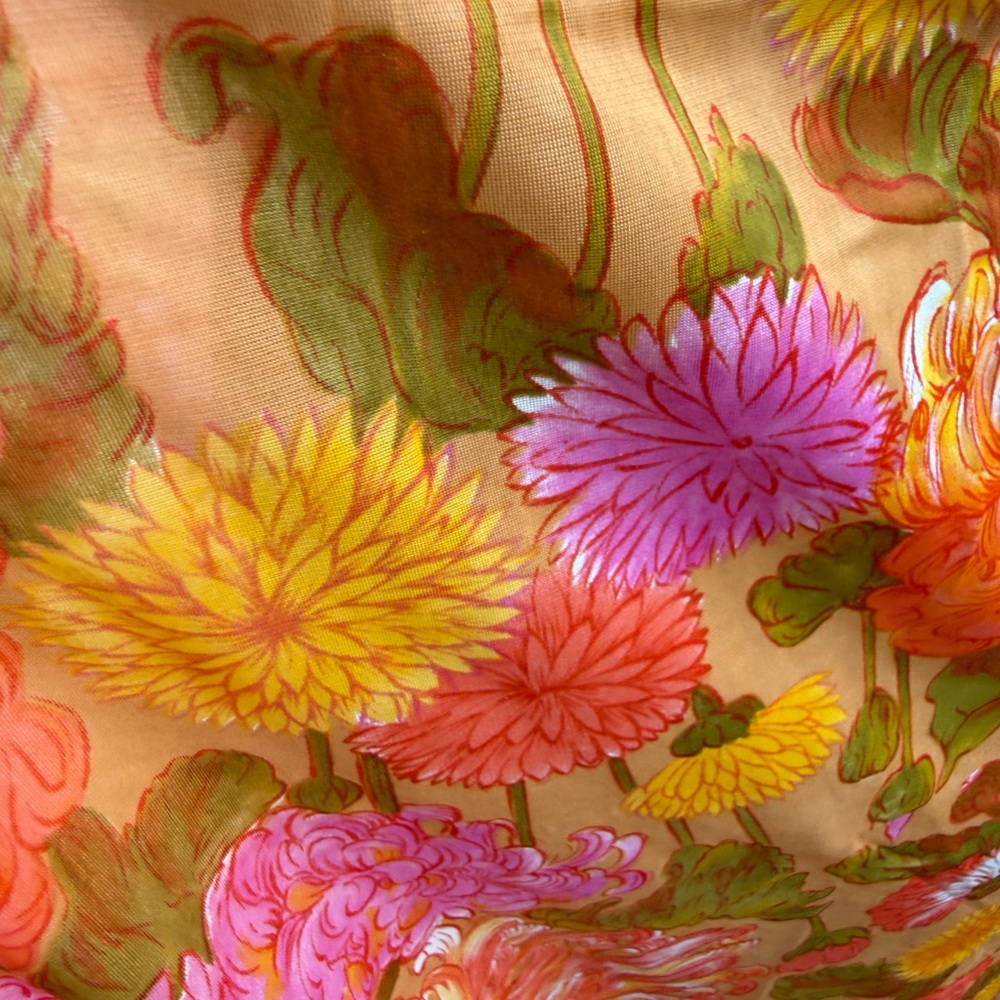 Vibrant Floral Pink Orange Maxi Dress – Boho Resort Wear – 59” Length - Picture 3 of 3